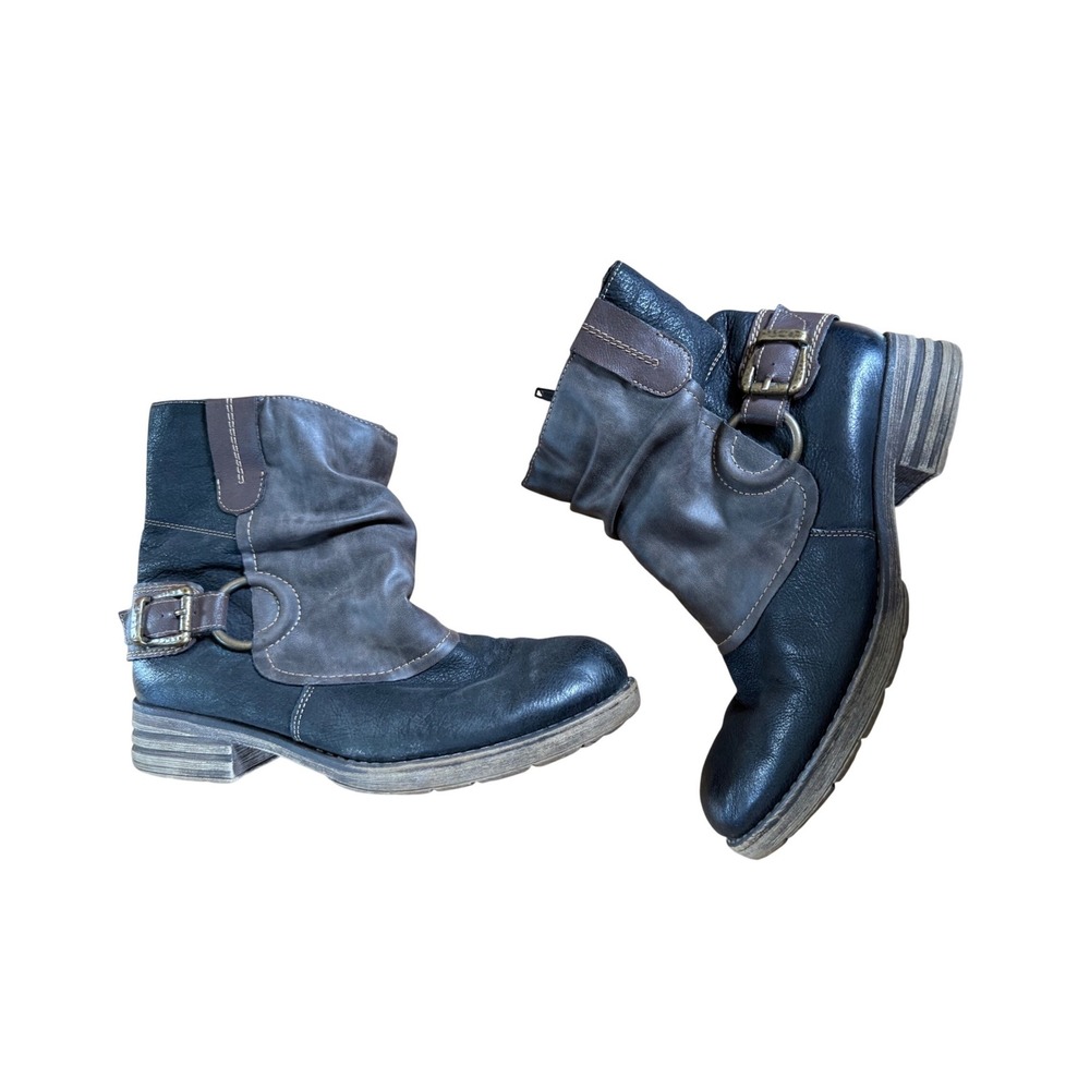 Remonte black black and brown leather buckle ankle booties‎